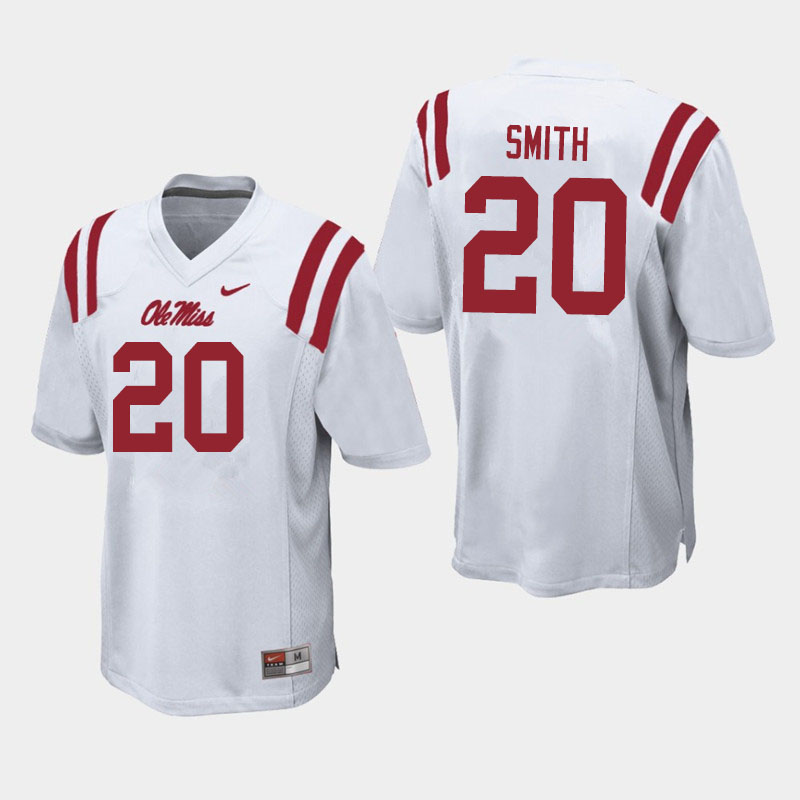 Men #20 Keidron Smith Ole Miss Rebels College Football Jerseys Sale-White